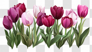 Tulip Border - Spring Flowers Transparent PNG