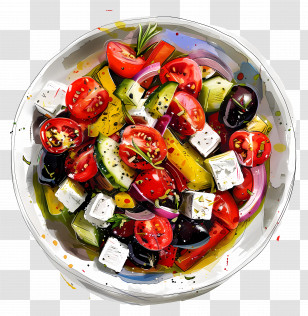Greek Salad - Delicious Greek Salad With Fresh Vegetables And Feta Transparent PNG