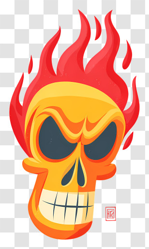 Fire Skull - Flaming Skull Cartoon Illustration Transparent PNG