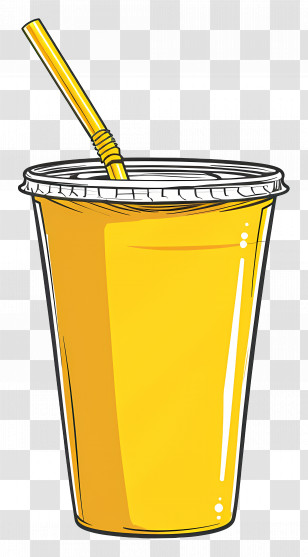 Disposable Cup - Yellow Drink Cup With Straw Illustration Transparent PNG