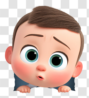 Boss Baby Peeking Out - Adorable Cartoon Baby Transparent PNG