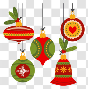 Christmas Ornaments - Colorful Hanging Christmas Tree Ornaments Transparent PNG