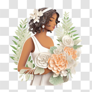 Wedding Dress
 - Bride With Flower Bouquet Illustration Transparent PNG
