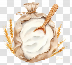 Corn Flour - Bag Of Flour With Wooden Spoon Transparent PNG