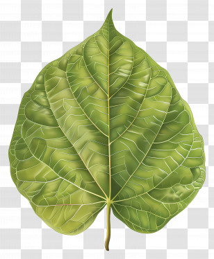 Bodhi Tree Leaf - Natural Green Leaf With Veins Detail Transparent PNG