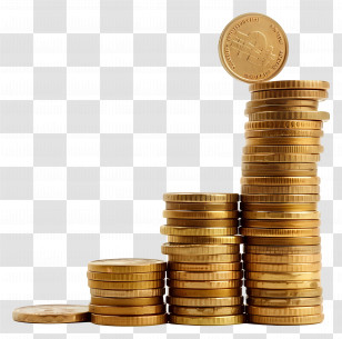 Increasing Money - Stack Of Golden Coins Illustration Transparent PNG