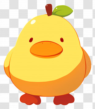 Cute Little Duck - Cartoon Yellow Pear-Shaped Bird Character Transparent PNG