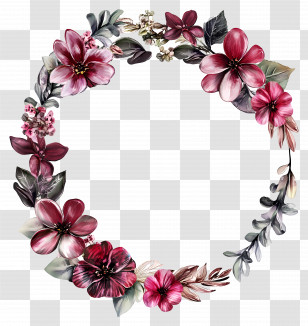 Wedding Circle Frame - Floral Decorative Wreath With Pink Flowers Transparent PNG
