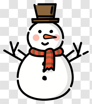Snowman - Cheerful Snowman Cartoon For Winter Transparent PNG