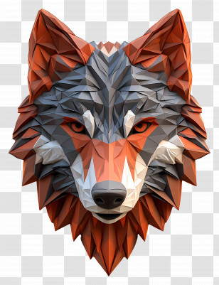 Wolf Face - Geometric Red Fox Illustration Transparent PNG
