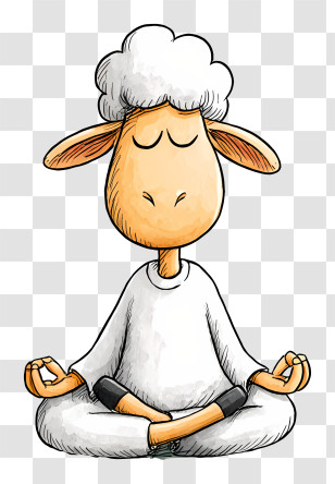 Meditating Sheep In Lotus Position - White Sheep Meditating Transparent PNG