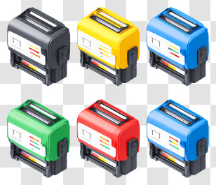 Set Of Printer Cartridges - Set Of Colorful Office Stamps Transparent PNG