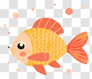 Cute Fish - Cute Golden Cartoon Fish Illustration Transparent PNG