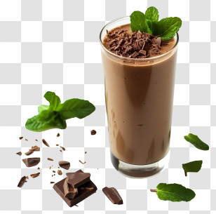 Chocolate Mint Day - Chocolate Mint Shake With Fresh Garnish Transparent PNG