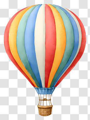 Watercolor Balloon - Colorful Hot Air Balloon In The Sky Transparent PNG