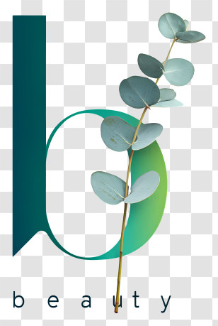 Beauty - Elegant 'b' Beauty Logo With Eucalyptus Transparent PNG