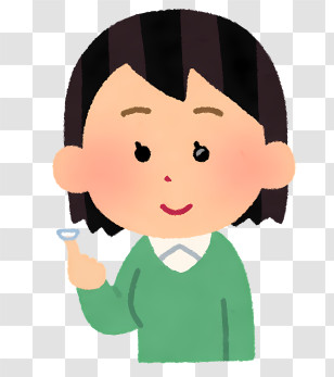 Contact Lenses - Cartoon Girl With Short Hair Transparent PNG