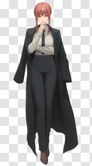 Makima - Stylish Woman In Coat Transparent PNG