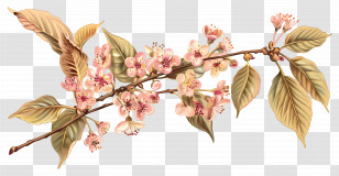 Branch With Flower - Cherry Blossom Decorative Branch Transparent PNG