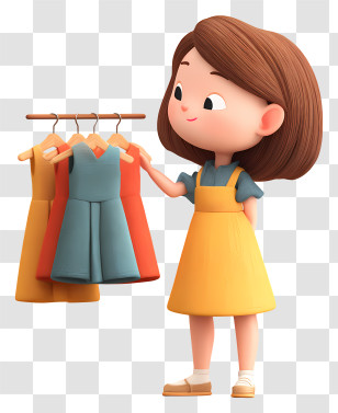 Girl Choosing Dress - Girl Selecting Dresses Transparent PNG