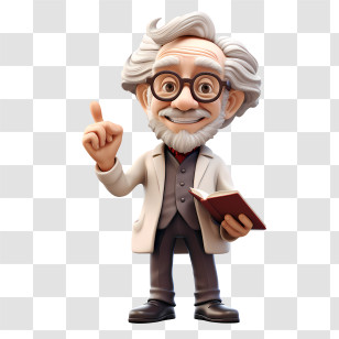 Professor - Cartoon Scholar Holding A Book Illustration Transparent PNG