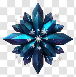 Snowflake Art - Blue Crystal Snowflake Star Transparent PNG