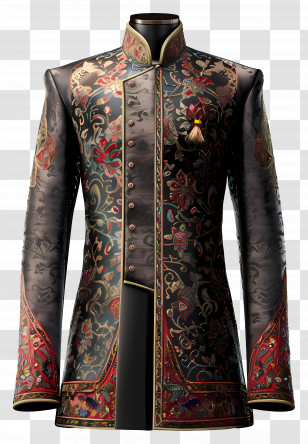 Formal Wear Pakistan - Elegant Black Embroidered Jacket Transparent PNG