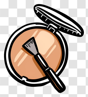 Cartoon - Compact Powder With Brush Transparent PNG