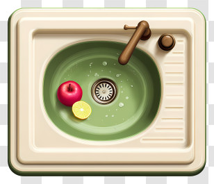 Sink Top View - Kitchen Sink With Fruits Illustration Transparent PNG