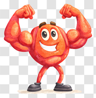 Mascot Flexing Muscles - Muscular Cartoon Character Flexing Transparent PNG