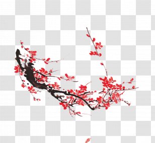 China Plum Blossom Flower - Point - Plum, Chinese Wind Ink Transparent PNG