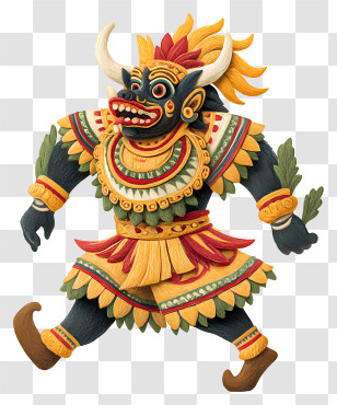 Traditional Ponorogo Reog Dance - Colorful Mythical Creature Transparent PNG