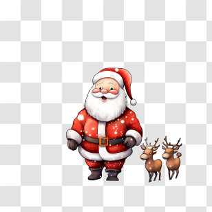 Christmas Card Day - Santa Claus With Reindeer For Christmas Transparent PNG