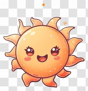 Kawaii Cute Sun - Happy Cartoon Sun With Cheerful Face Transparent PNG