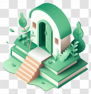 Book Logo - Whimsical Storybook House With Green Surroundings Transparent PNG