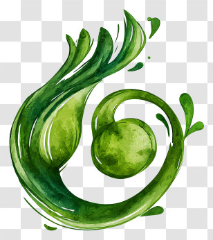 Green Vegetarian Symbol - Abstract Green Swirl Design Transparent PNG