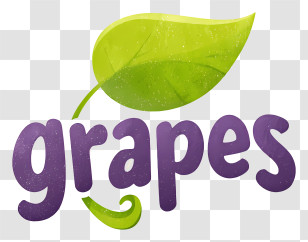 Grapes Logo - Playful Grapes Logo With Leaf Transparent PNG