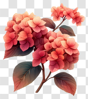Hydrangea Art - Charming Red Hydrangea Flowers Transparent PNG