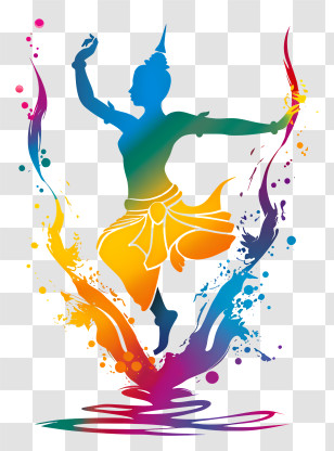 Songkran - Colorful Dancing Figure Silhouette Transparent PNG