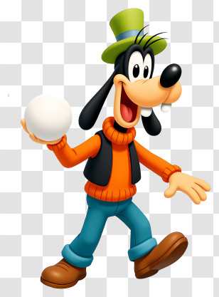 Goofy Christmas - Playful Cartoon Dog With Snowball Transparent PNG