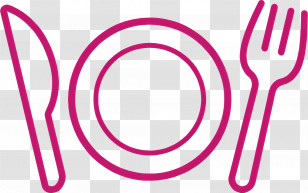Fork And Knife - Minimalist Icon Of Plate With Fork And Knife Transparent PNG