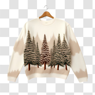 Christmas Sweater - Sweater With Winter Pine Tree Design Transparent PNG