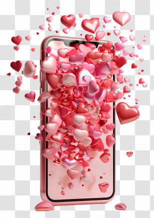 Love Design - Hearts Overflowing From Phone Transparent PNG