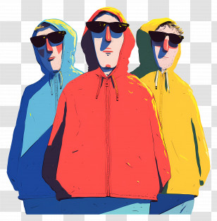 Men In Hoodies - Stylish Trio In Colorful Hoodies Transparent PNG