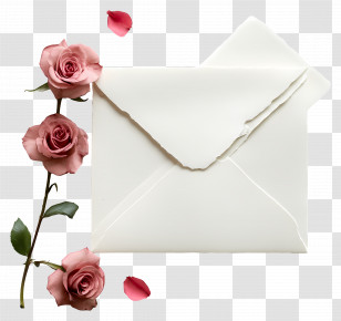 Love Letters For Her - Romantic Envelope With Roses Transparent PNG