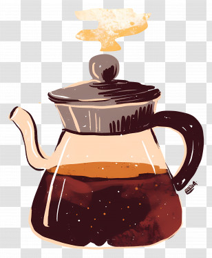 Coffee Pot - Steaming Coffee Pot Illustration Transparent PNG