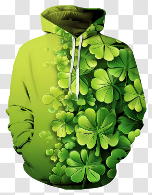 St Patricks Day Hoodies - Green Hoodie With Shamrock Pattern Transparent PNG