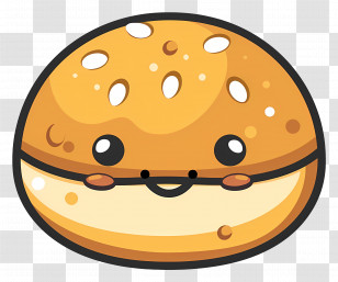 Round Bread - Cute Cartoon Burger With Smiling Face Transparent PNG
