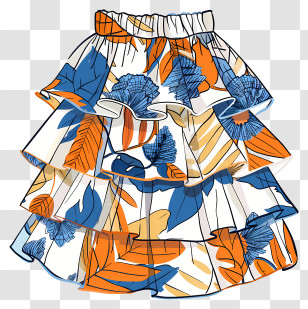 Skirt - Colorful Floral Ruffled Skirt Transparent PNG