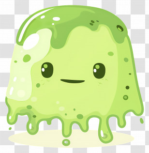 Gelatin Dessert - Cute Green Slime Character Transparent PNG